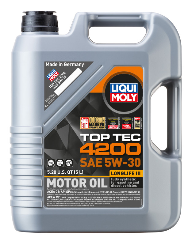 LIQUI MOLY 5L Top Tec 4200 Motor Oil SAE 5W30 – 2011 – Case of 4