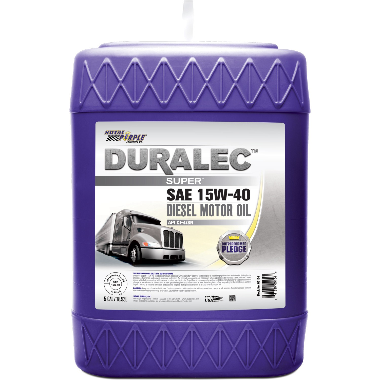 ROYAL PURPLE Duralec Synthetic Motor Oil 5 Gallon 15W40 #05154 Diesel