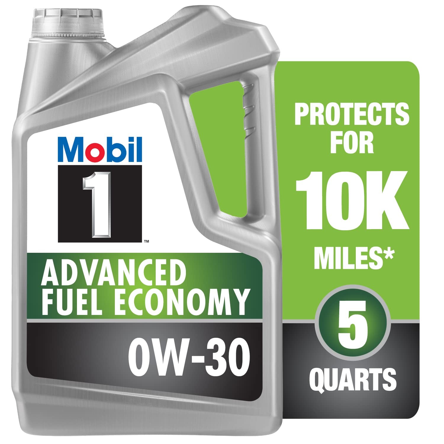 Mobil 1 Advanced Fuel Economy Full Synthetic Motor 5 Quart (Pack of 1), Gray