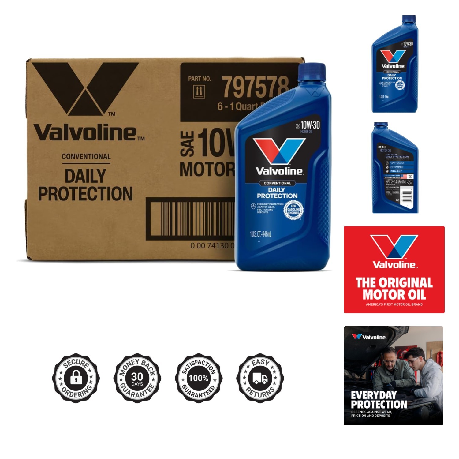 Daily Protection 10W-30 Conventional Motor Oil 1 QT, Case of 6