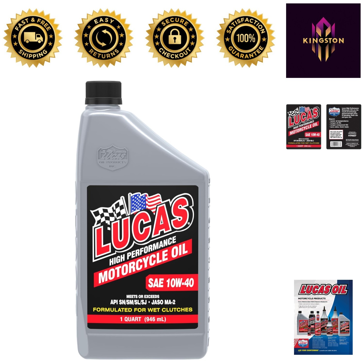 Lucas High Performance SAE 10W-40 Motorcycle Oil – 1 Quart for Ultimate Engin…