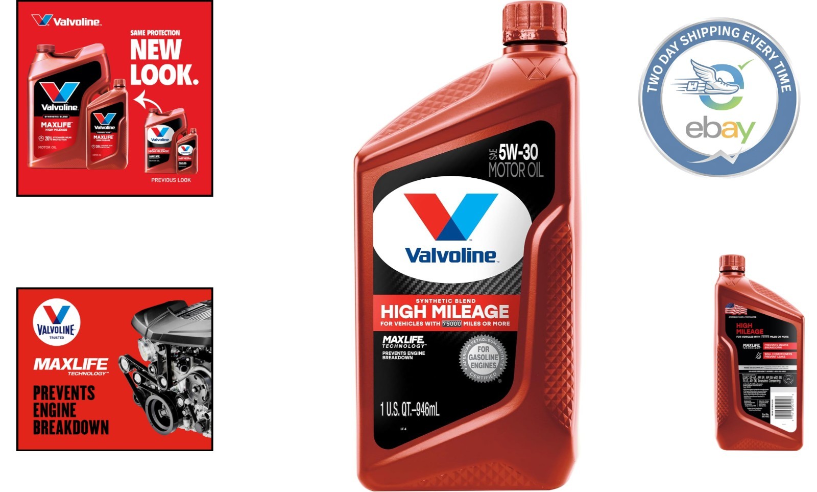 5W-30 Synthetic Blend Motor Oil – MaxLife for High Mileage Cars, 1 Quart