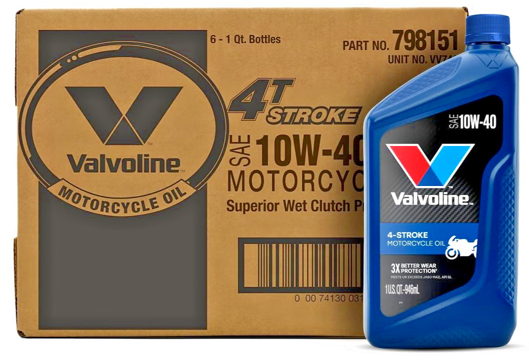 Valvoline 4-Stroke Motorcycle SAE 10W-40 Motor Oil 1 QT, -Case of 6-
