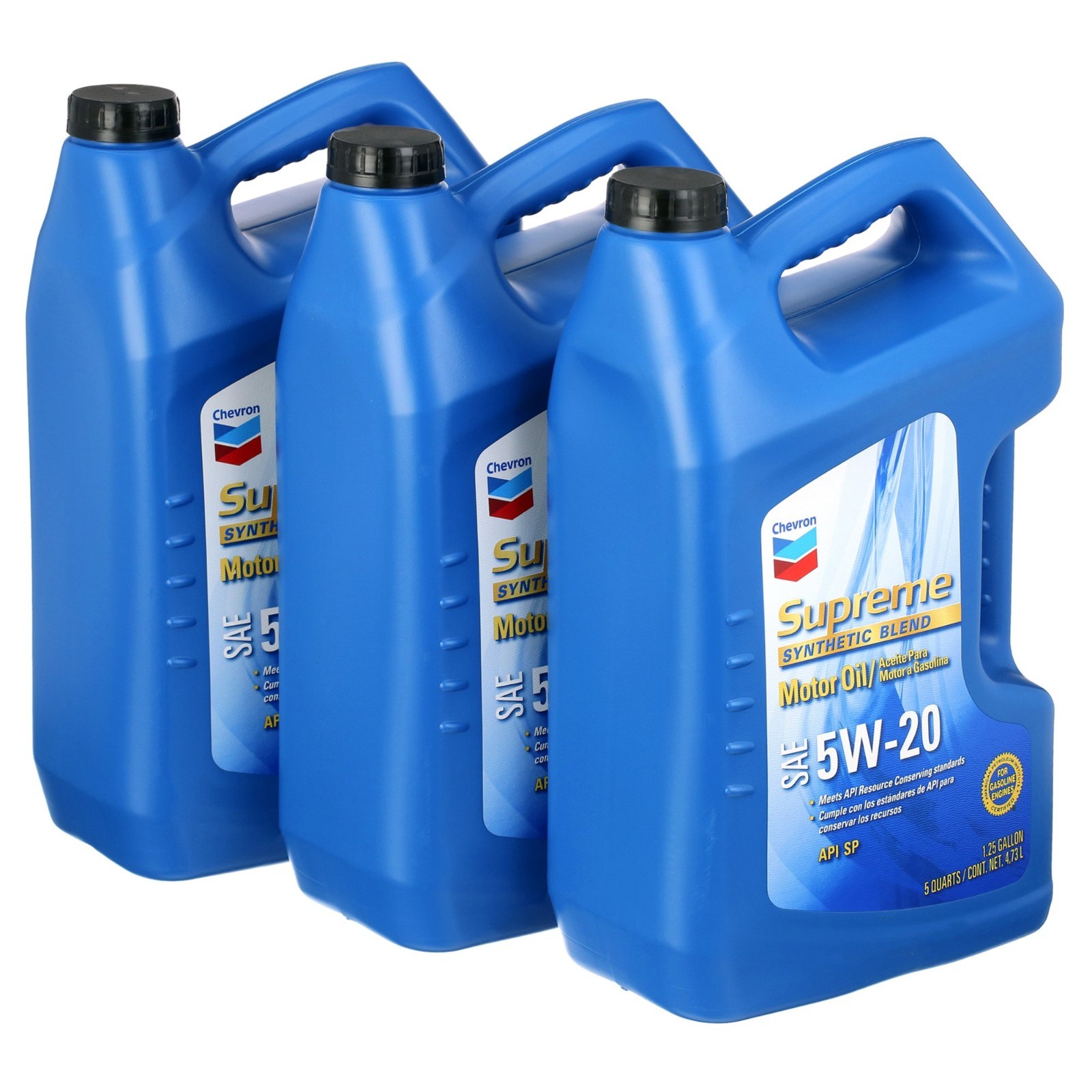 Chevron Supreme Synthetic Blend Motor Oil 5W-20, 5 Quart Case (3 Pack)