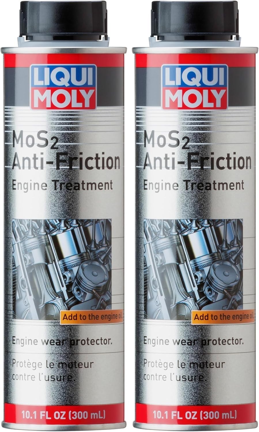 Liqui Moly MoS2 Anti-Friction Engine Treatment | 300 ml | Oil additive Pack of 2