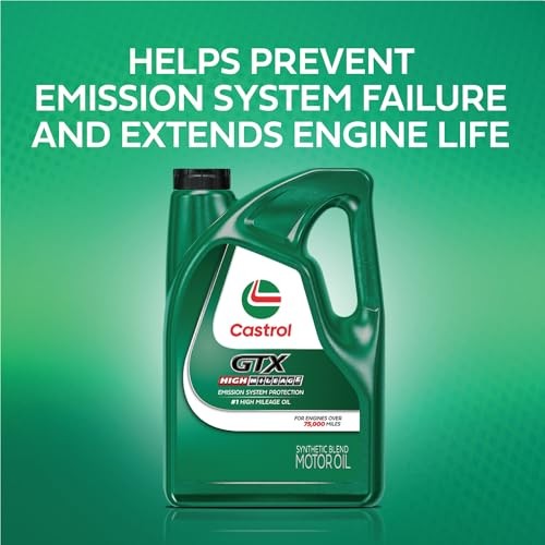 Castrol GTX High Mileage 20W-50 Synthetic Blend 5 Quarts, Pack of 3, Amber