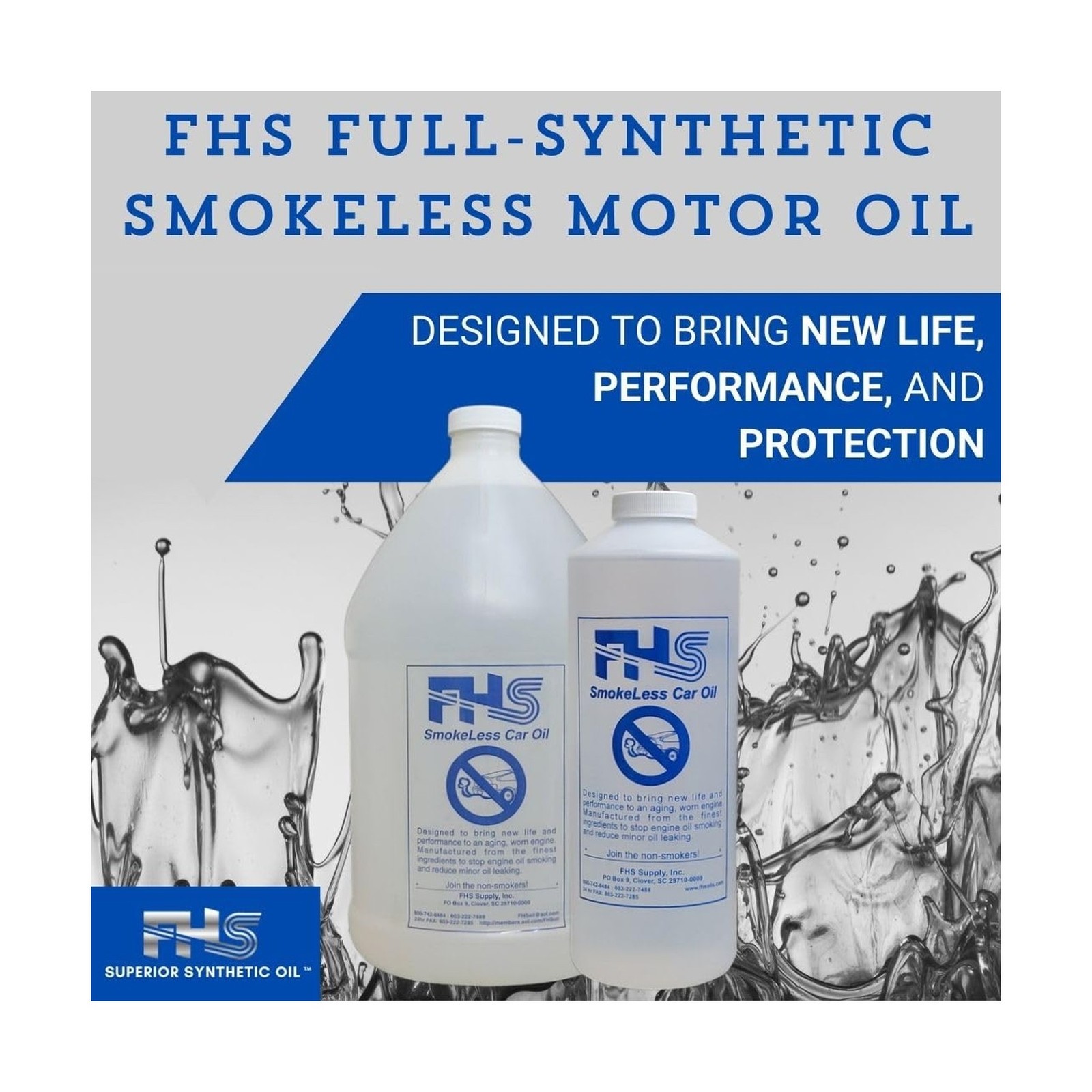 FHS Full-Synthetic Smokeless Motor Oil (10W-30) (1 Gallon Bottle) – High-Perf…