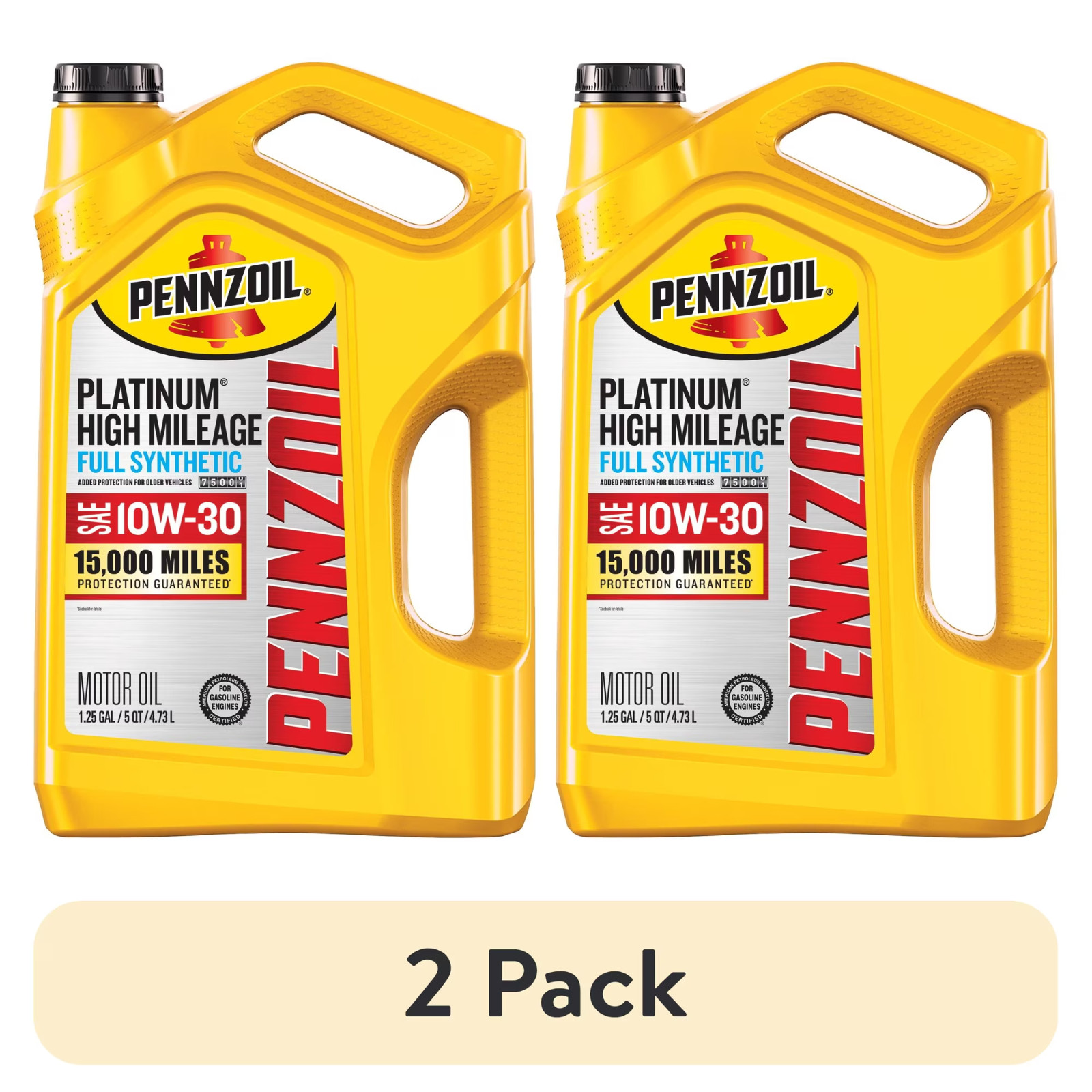 (2 pack) Pennzoil Platinum High Mileage Full Synthetic 10W-30 Motor Oil, 5 Quart
