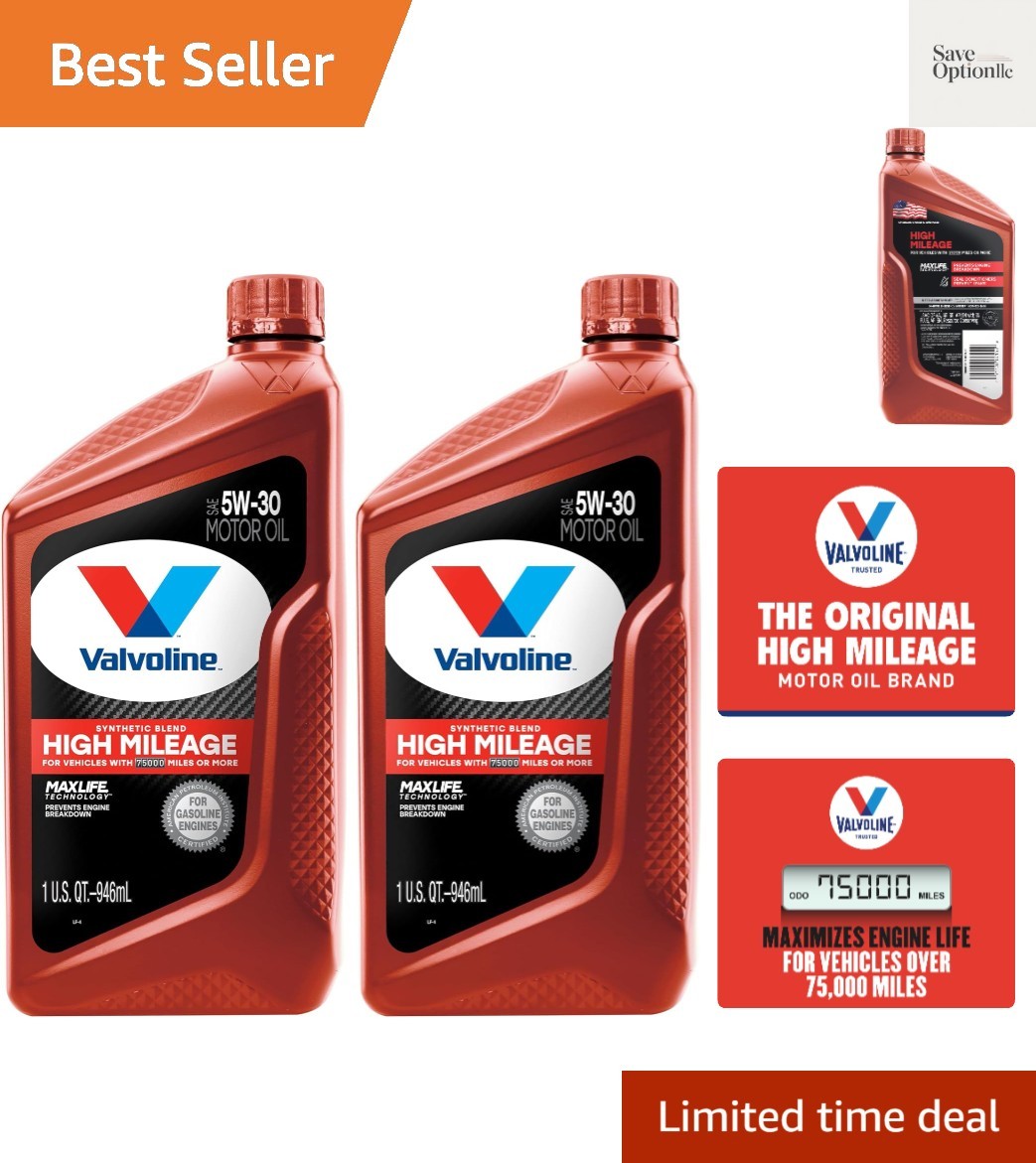 Motor Oil, 5W-30, 1 QT Pack of 2 | High Mileage | Synthetic Blend | MaxLife T…