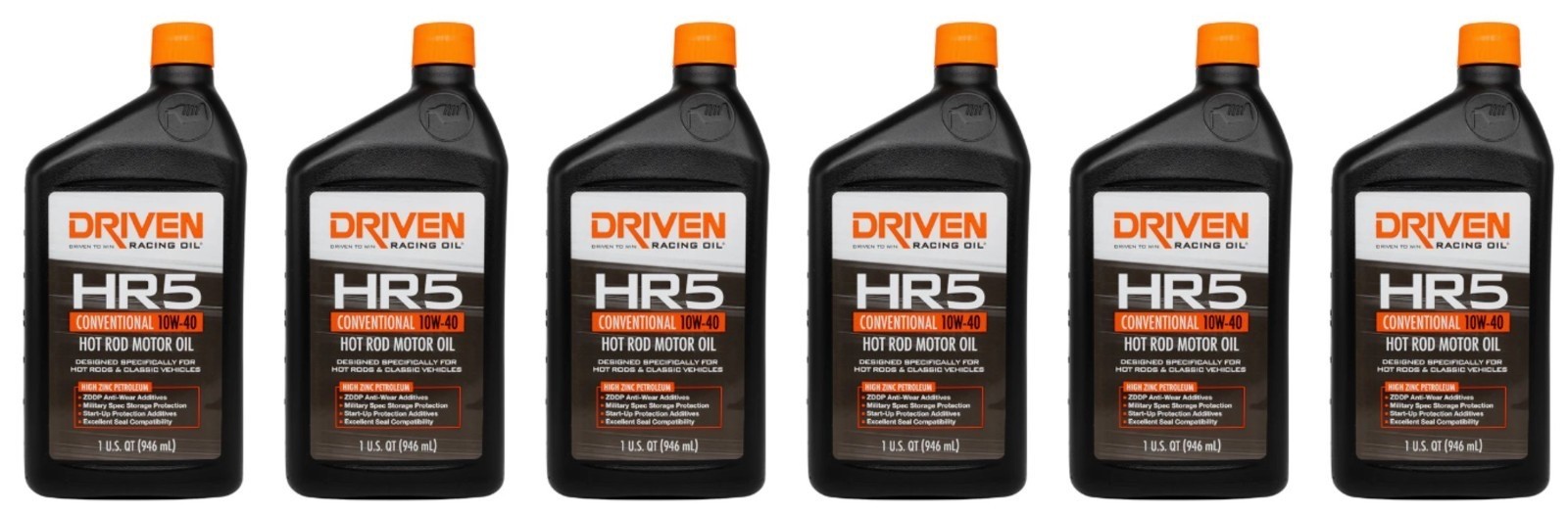 Driven Racing HR5 10W-40 Conventional Hot Rod Oil 1 Quart Set of 6 03806