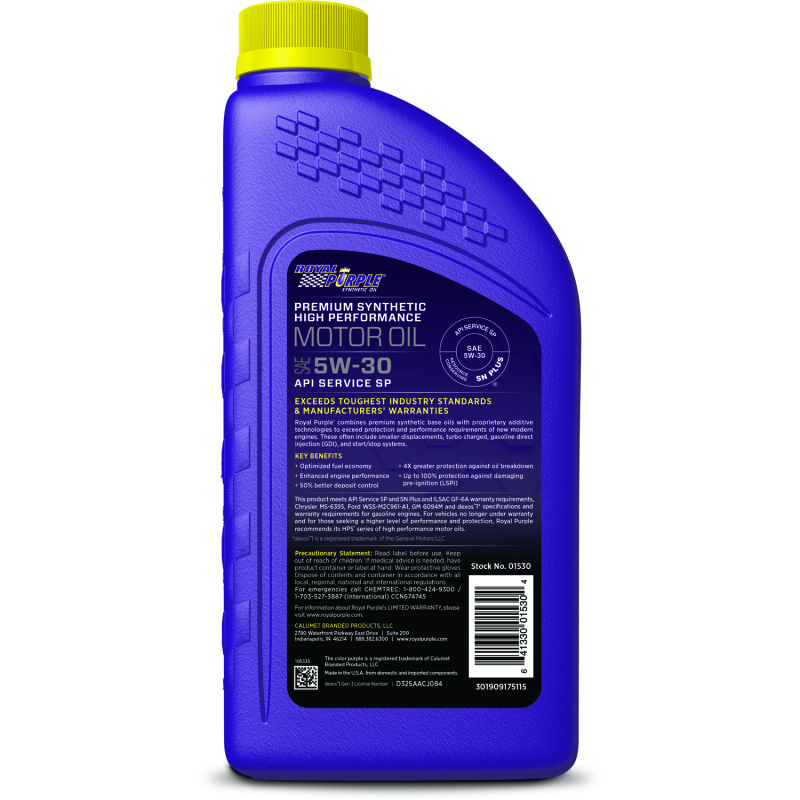 Royal Purple 06530 Premium Synthetic 5W30 Motor Oil for Gasoline Engines