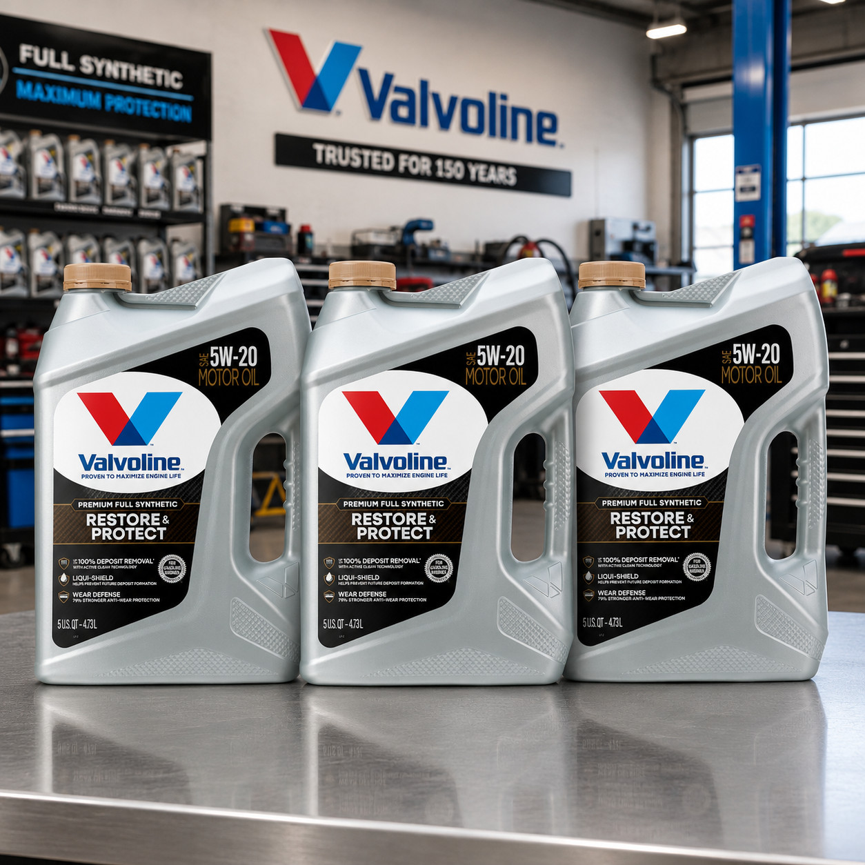 3 PACK – VALVOLINE 904562 Restore & Protect Full Synthetic SAE 5W-20; 5 Quart