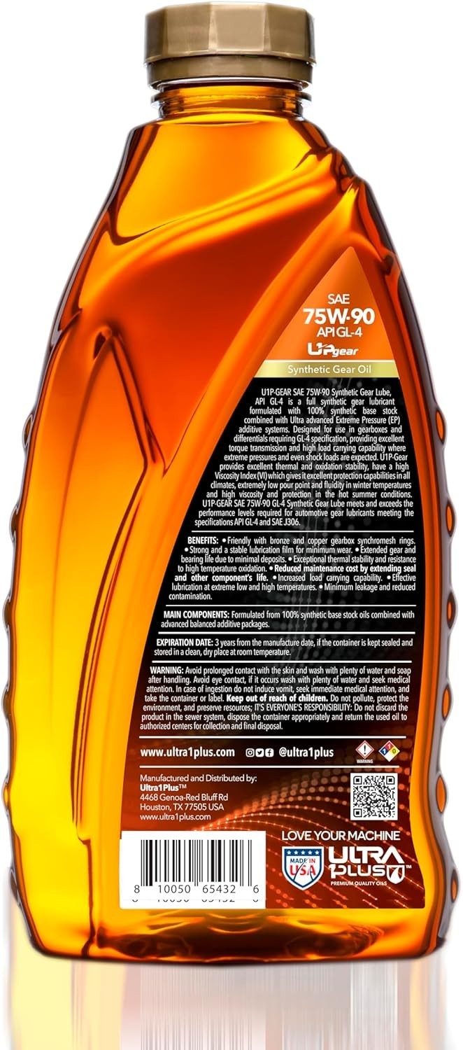 SAE 75W-90 Full Synthetic Gear Oil API GL-4 3 Quarts | Advanced synthetic tra…