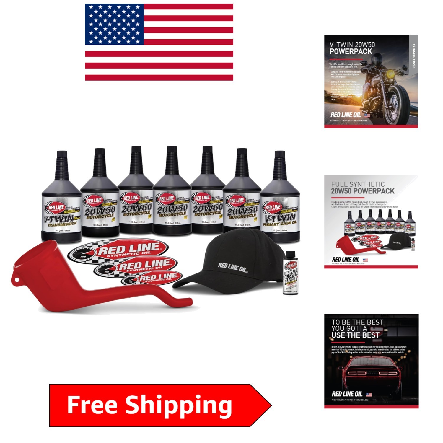 20W50 Powersport Motor Oil V-Twin Complete Kit for Harley-Davidson Motorcycles