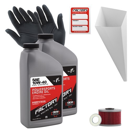 Factory Racing Parts 10W40 2 qt Oil Change Kit For Kawasaki BN125, KFX450R