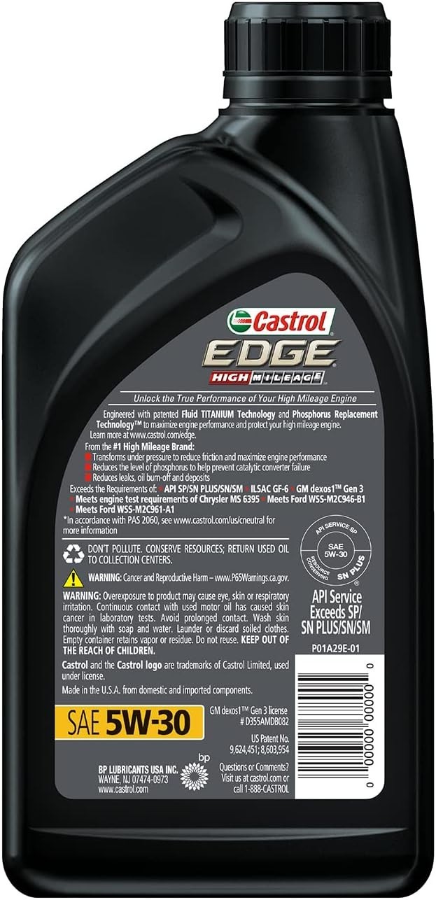 Edge 5W-30 Full Synthetic Motor Oil, 2 Pack – Universal Fit and High Mileage