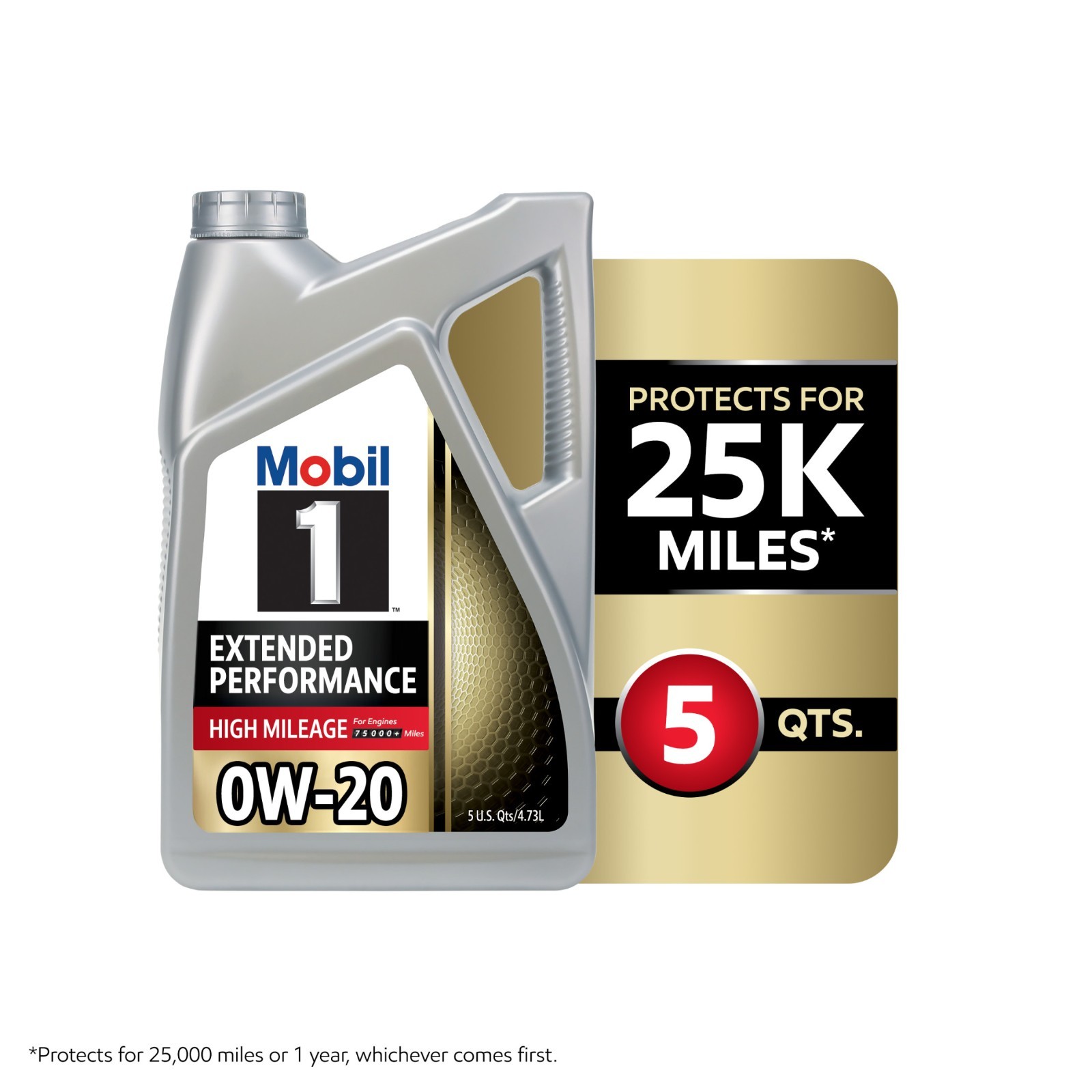 NEW Mobil 1 Extended Performance High Mileage 0W-20 5 Quart No Import Fee!