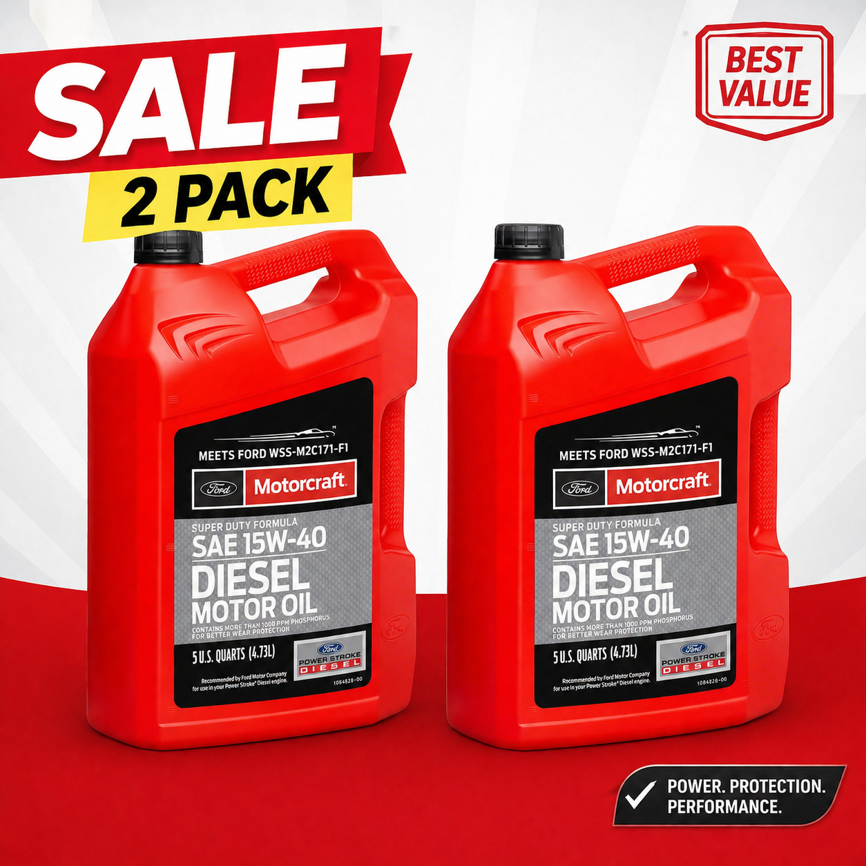 2 PACK-MOTORCRAFT XO15W405Q3SD Super Duty Diesel; SAE 15W-40; 5 Quart-SALE