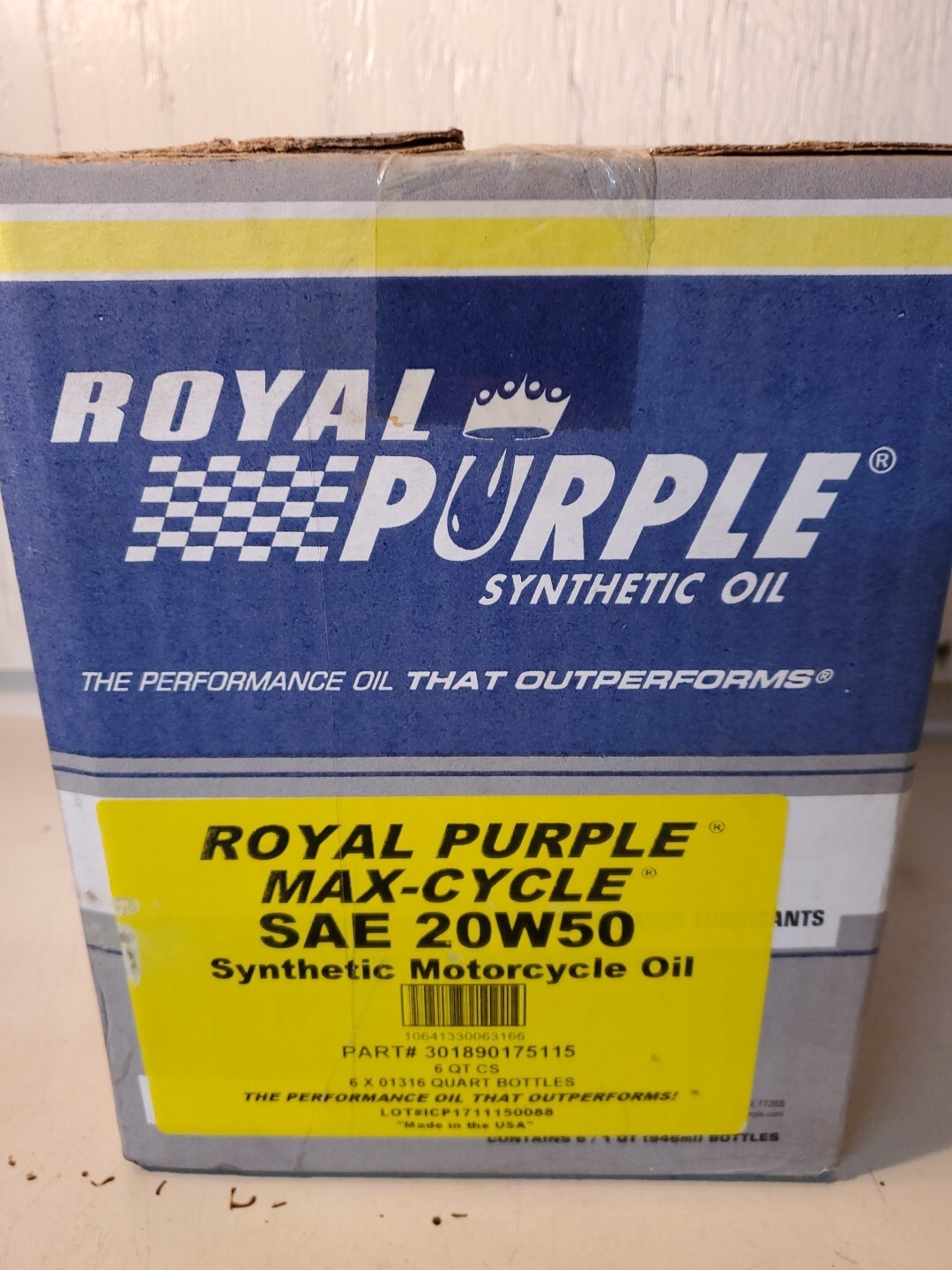 Royal Purple 01316 20W-50 Max Cycle Synthetic Motorcyle Oil Pack of 6 Quarts
