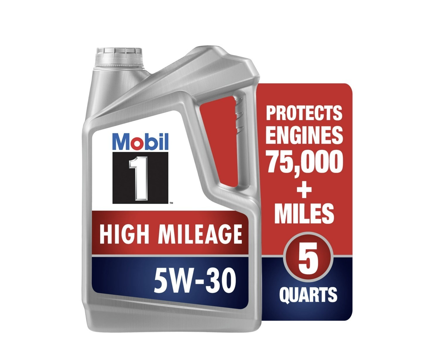 Mobil 1 High Mileage 5W-30 Full Synthetic Motor Oil 5Qt