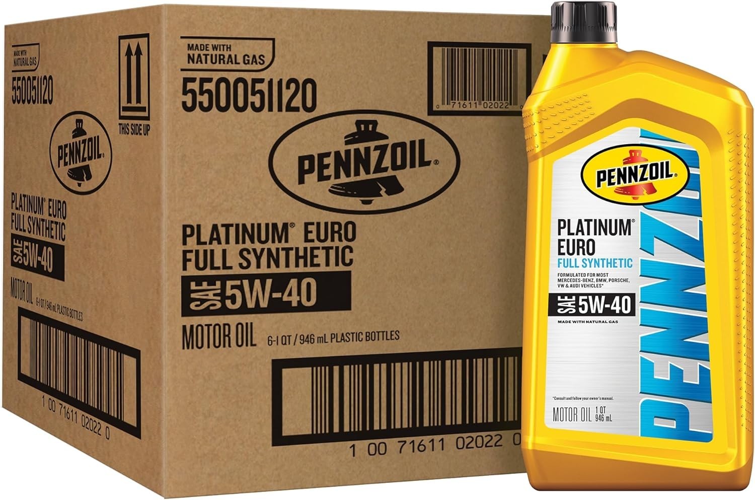 NEW! Pennzoil Platinum Euro Full Synthetic 5W-40 Motor Oil (1-Quart, Case of 6)