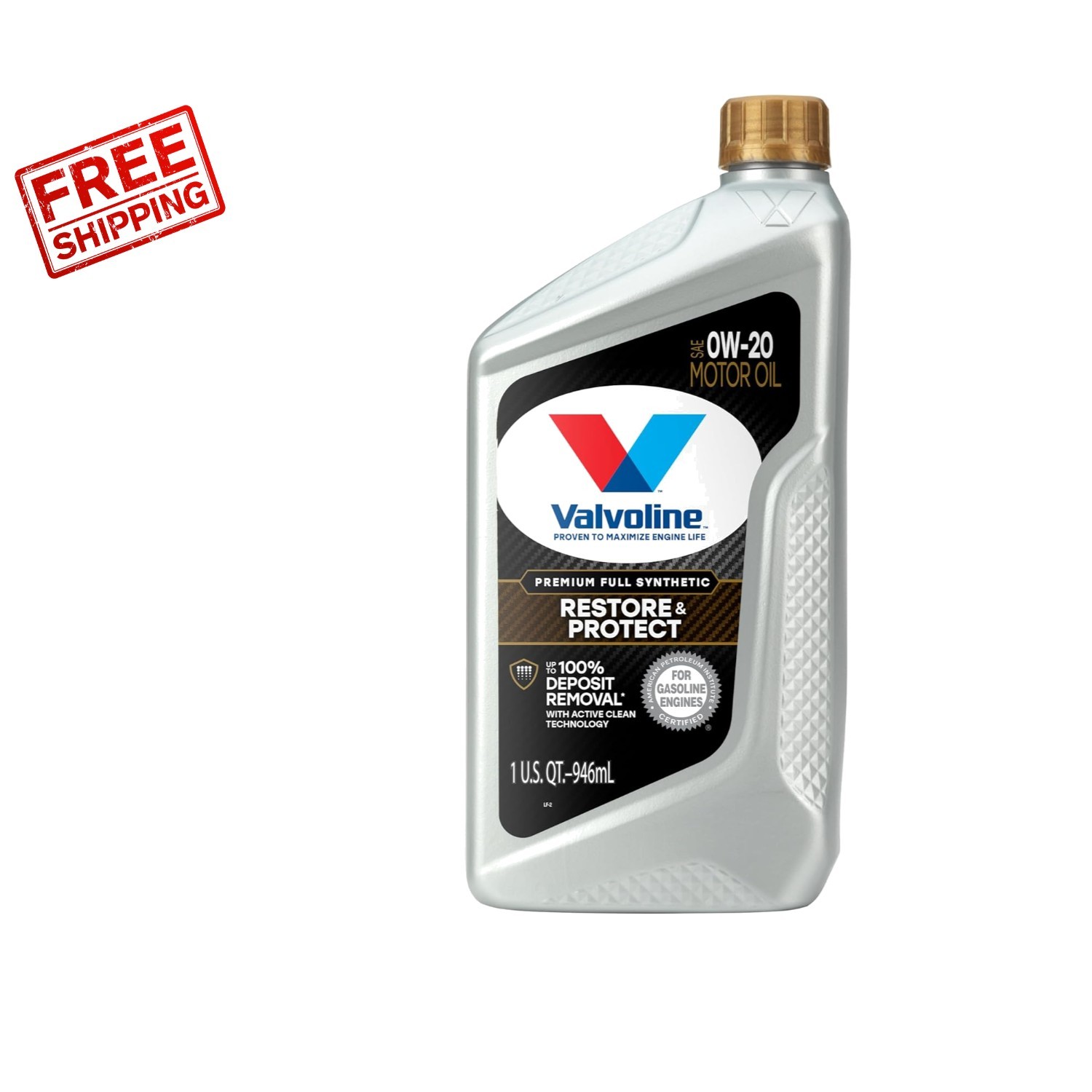Full Synthetic 0W-20 Motor Oil – 1 Quart with Engine Cleaning Technology
