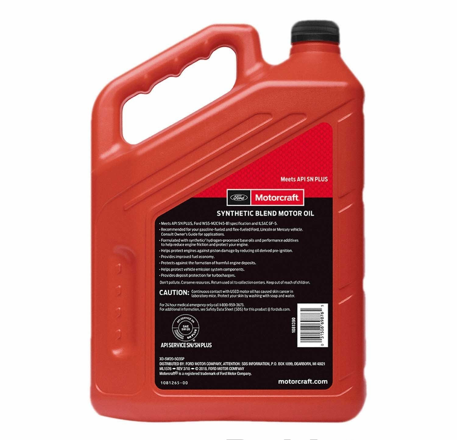 2 PACK- MOTORCRAFT XO5W205Q3SP Premium Synthetic Blend; SAE 5W-20; 5 Qt-SALE