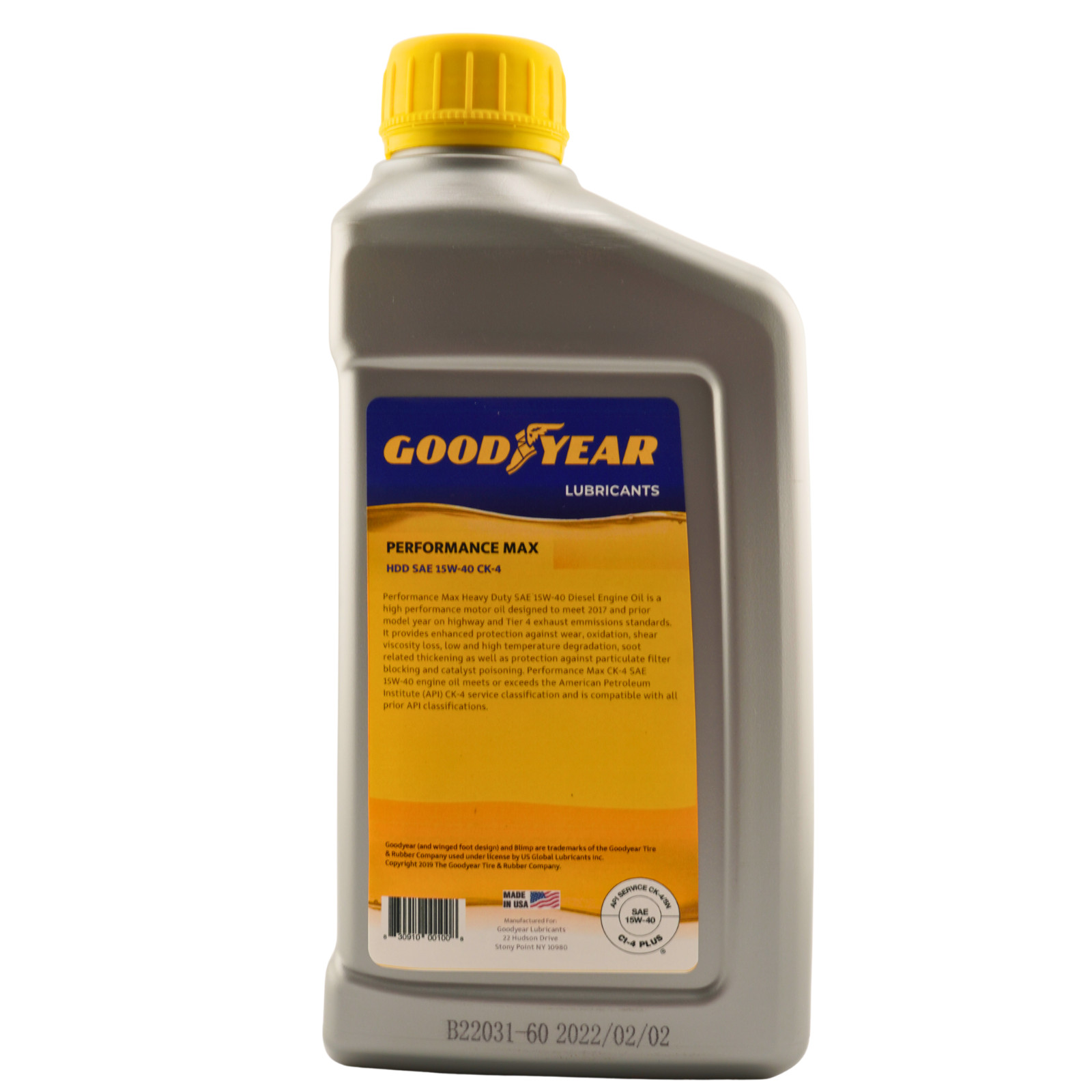 Goodyear 15W-40 CK-4 Heavy Duty Diesel Motor Oil, 1 Quart – Pack of 6