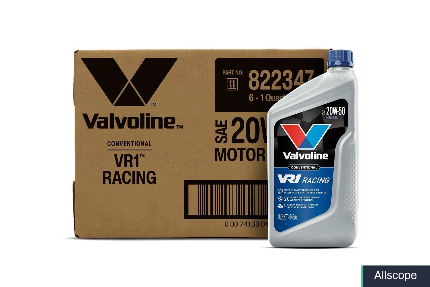 Motor Oil SAE 20W-50 VR1 Racing High Zinc 1 Quart Case of 6