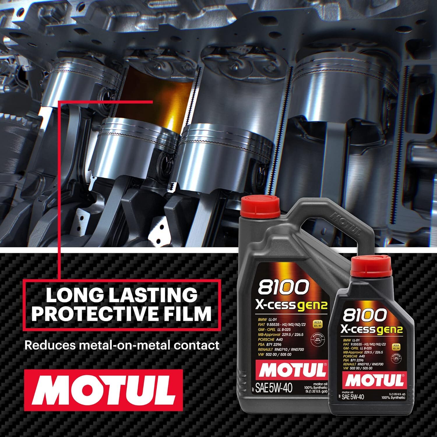 Motul 8100 X-Cess Gen2 5W40 – 100% Synthetic Oil – 5L 109776 4 Pack