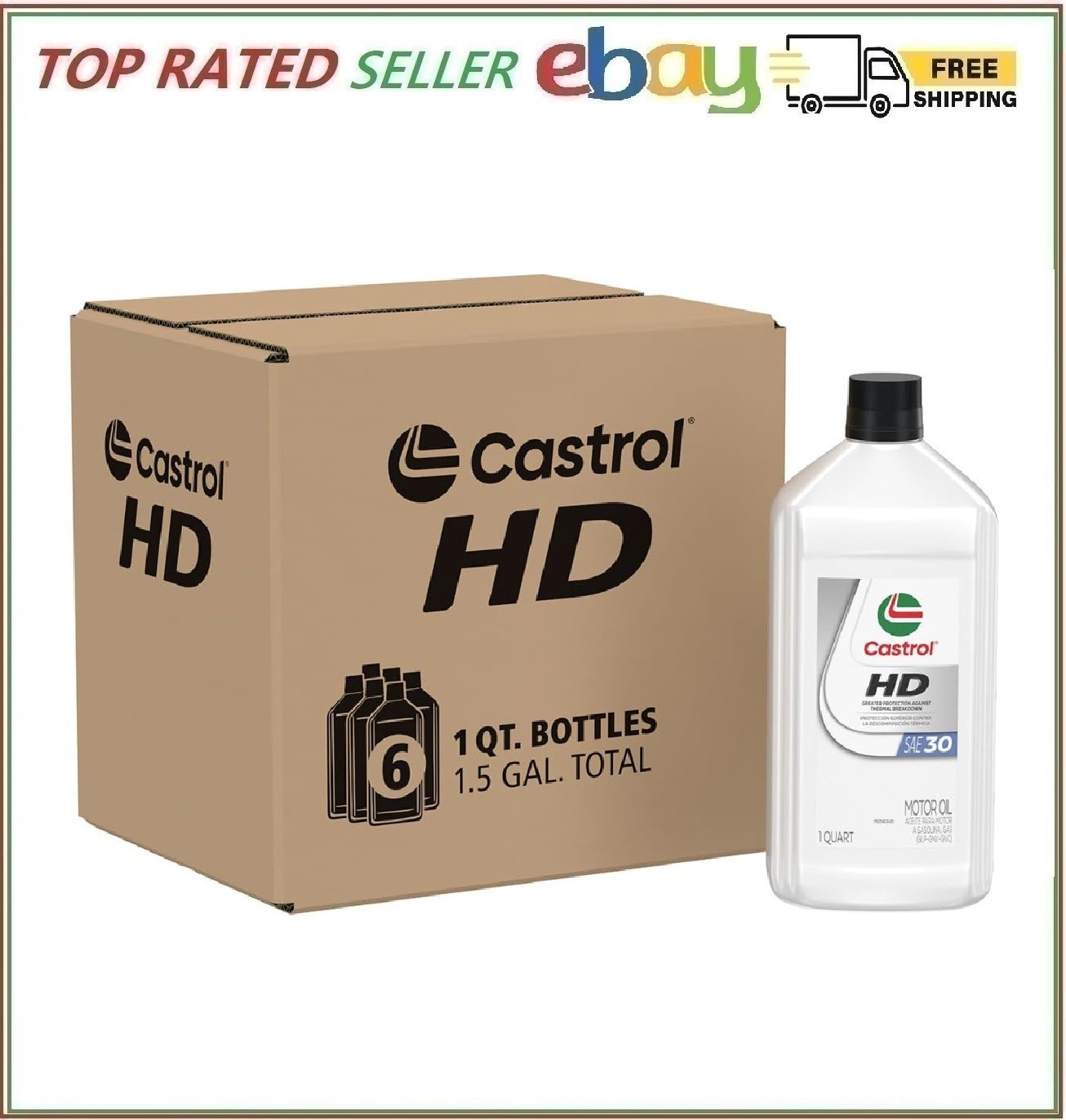Castrol HD-30 Motor Oil, 1 Quart, Pack of 6
