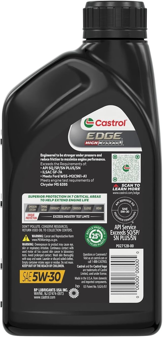Edge 5W-30 Motor Oil | Optimal Protection for High Mileage Vehicles – 32 Fl Oz