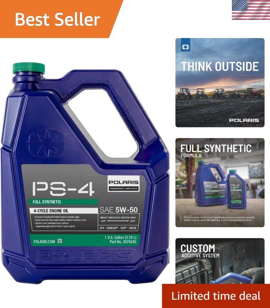 Premium PS4 5W-50 Engine Oil – Full Synthetic for All Powersports Use, 1 Gallon
