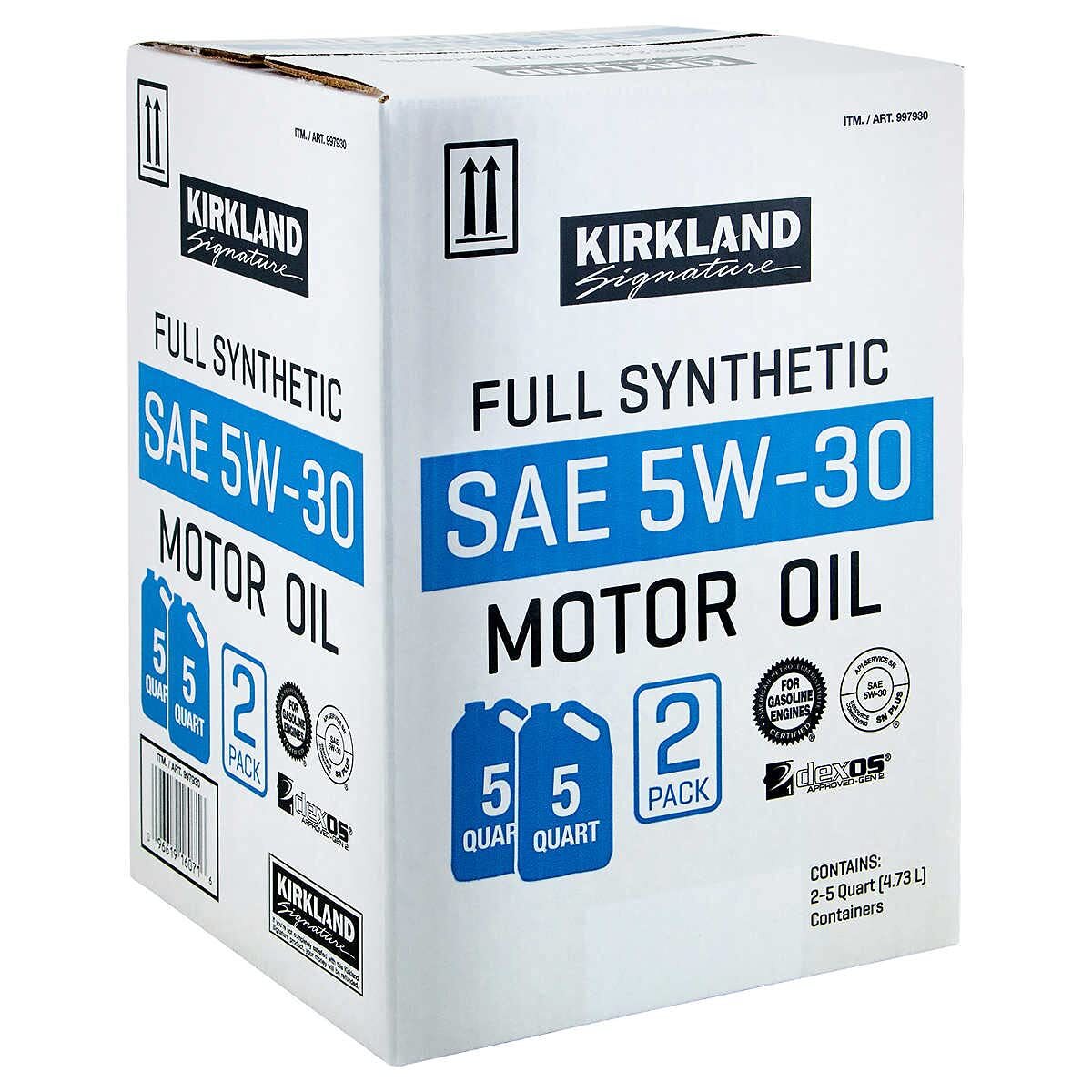 KIRKLAND SIGNATURE Full Synthetic SAE 5W-30 Motor Oil 5 Quart | 2 Pack