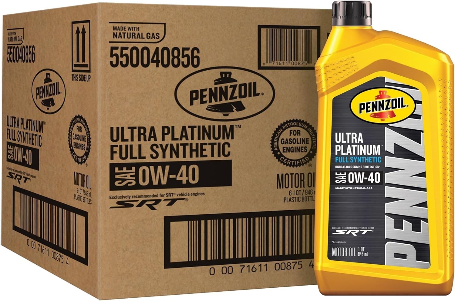 Pennzoil Ultra Platinum Full Synthetic 0W-40 Motor Oil – (1 Quart, Case of 6)