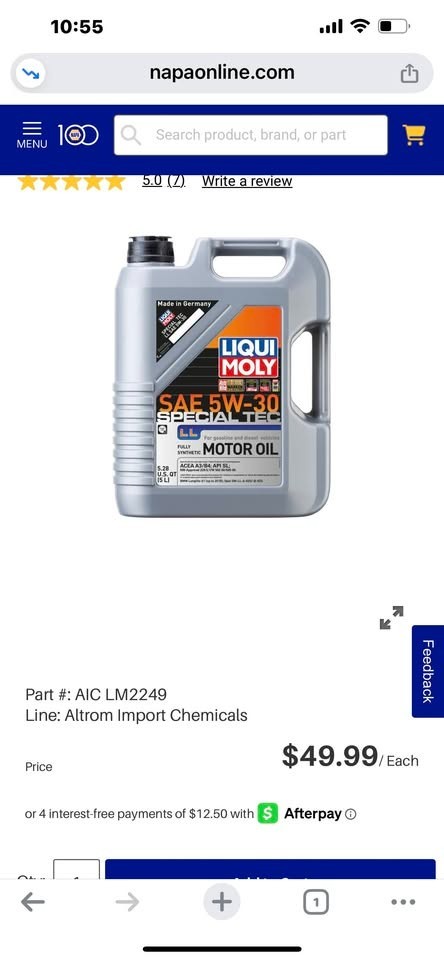 Liqui Moly Special Tec LL SAE 5W-30 Motor Oil (5L)