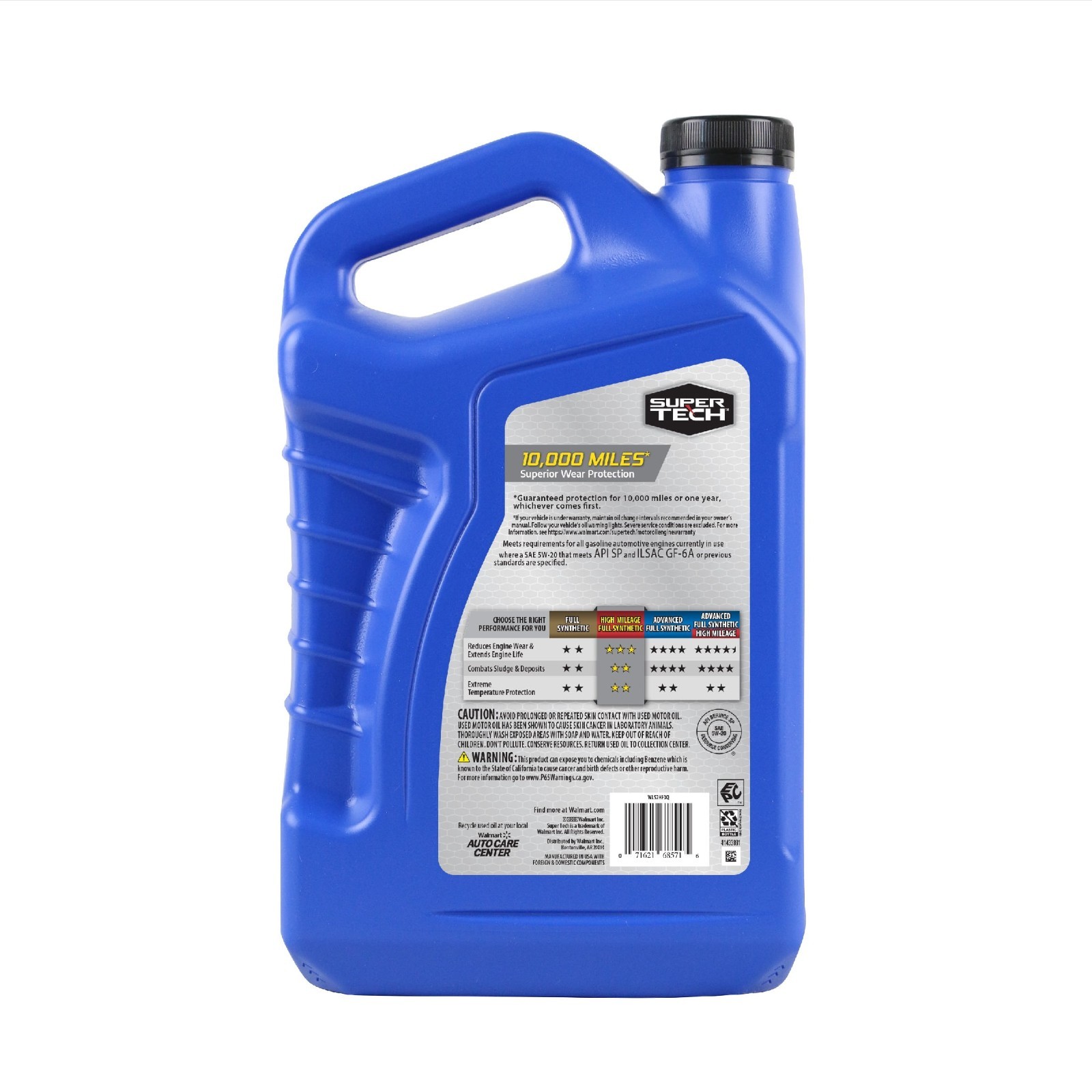 (2 pack) Super Tech High Mileage Full Synthetic SAE 5W-20 Motor Oil, 5 Quarts