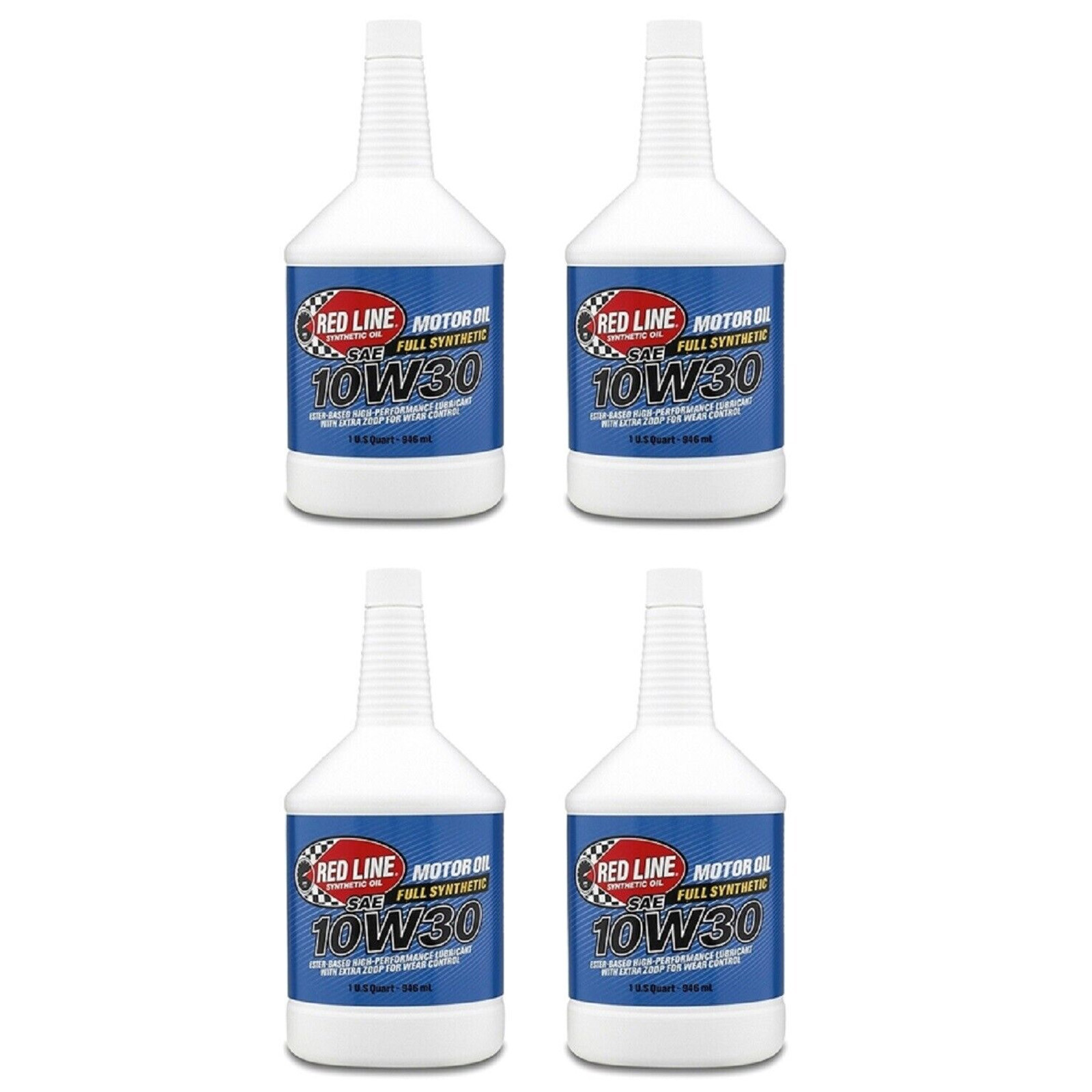 Red Line Oil Full Synthetic 10W30 Engine Motor Oil, 1-Quart Pack of 4