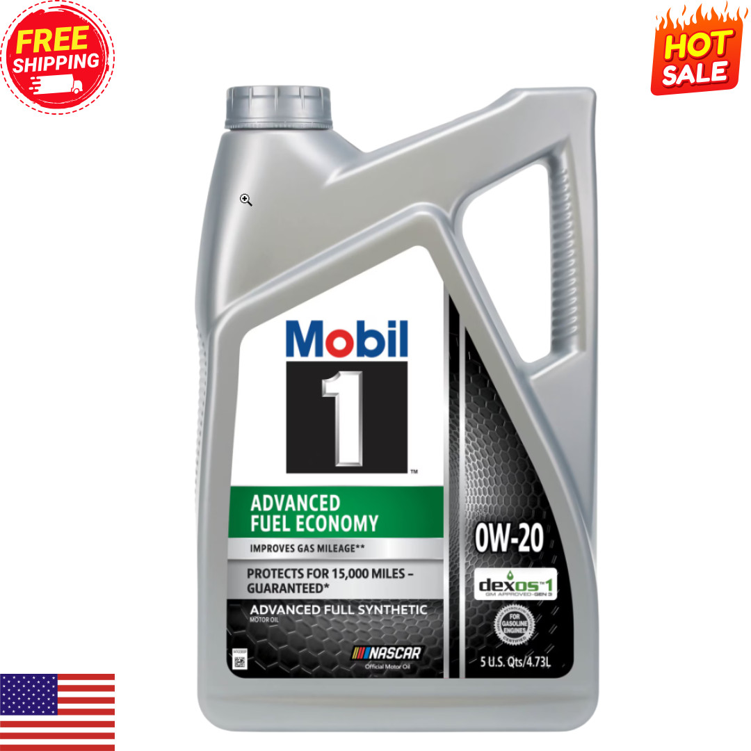 Mobil 1 Advanced Fuel Economy Full Synthetic Motor Oil 0W-20, 5 Quart
