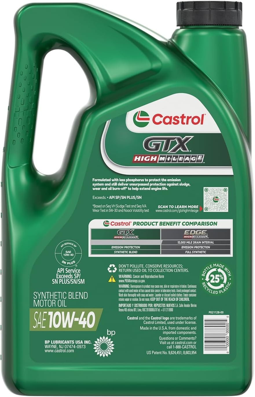 Superior GTX High Mileage 10W-40 Synthetic Oil – Protect and Extend Engine Life