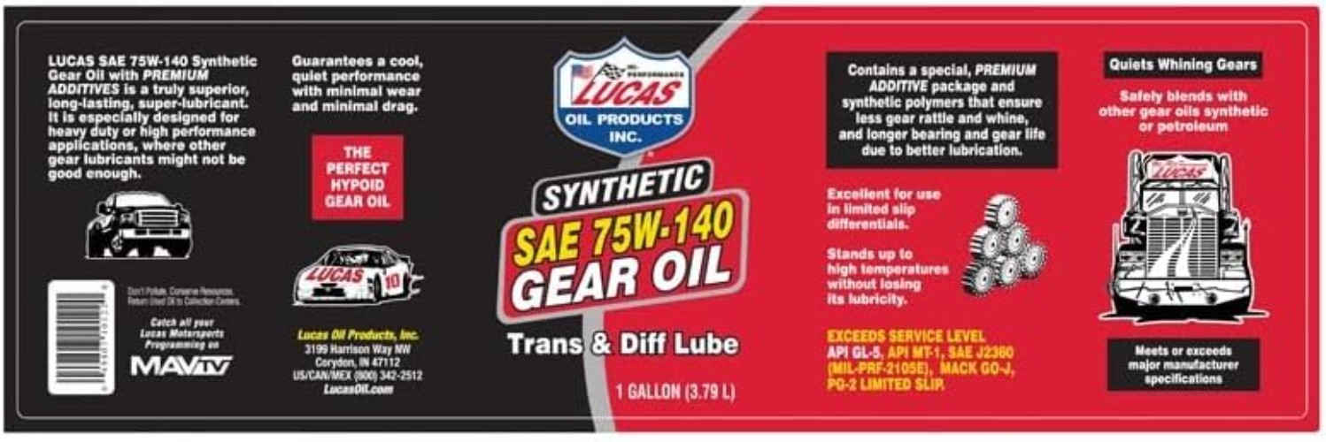 10122 75 W-140 Synthetic Motor Lube, Case of 4