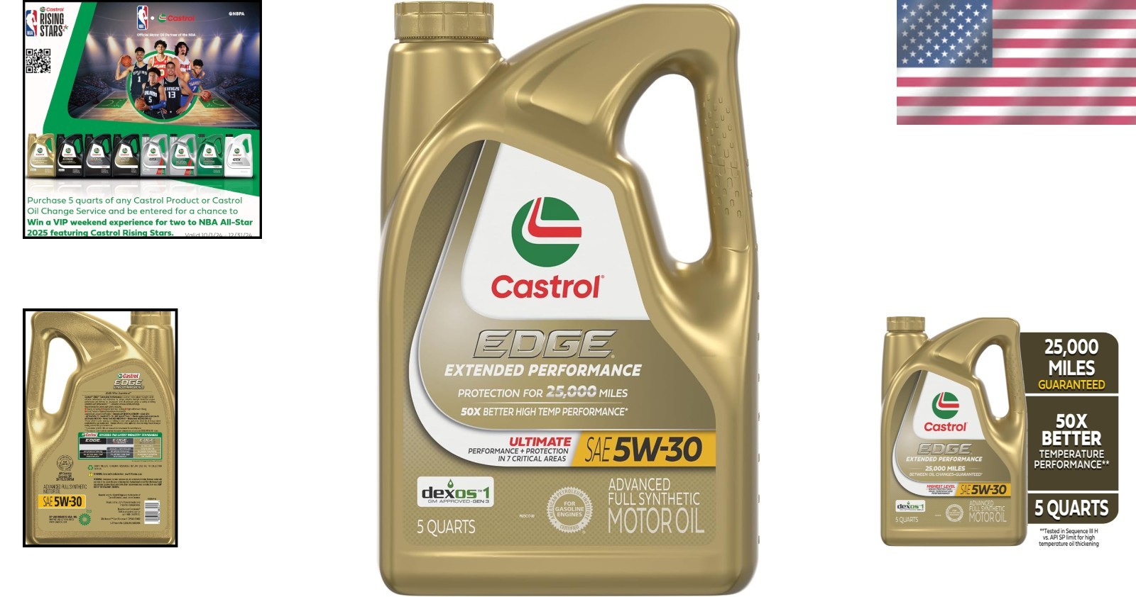 Edge 5W-30 Synthetic Motor Oil in 5 Quart Jug – Long Lasting Protection