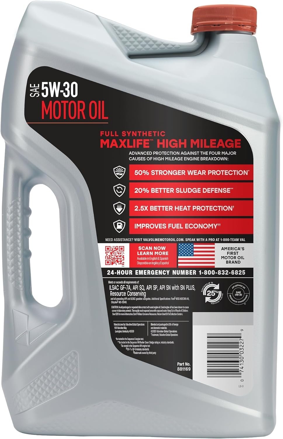 5W-30 Full Synthetic Motor Oil – MaxLife High Mileage, 5 Quart, Universal Fit
