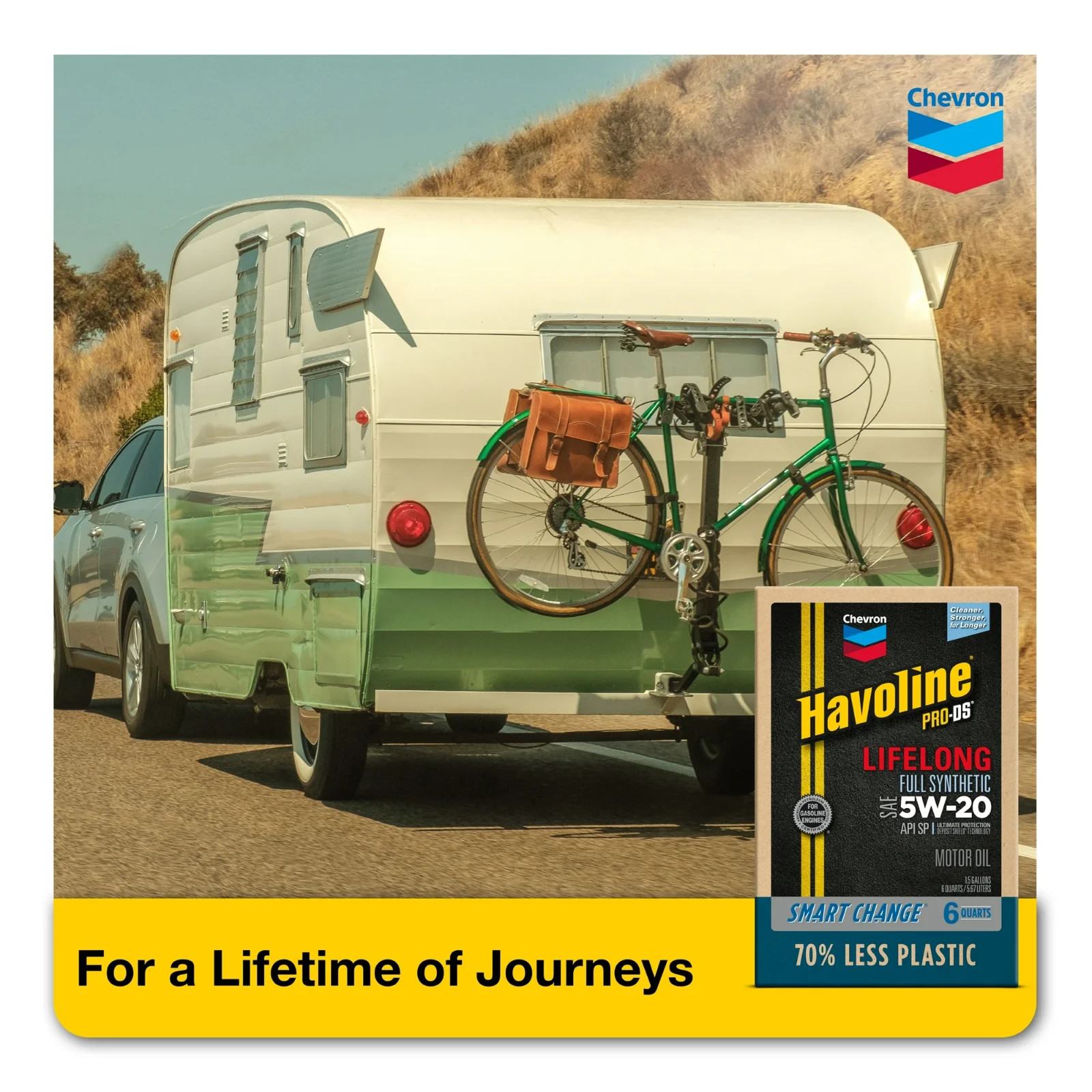 (2-Pack) Chevron Havoline Lifelong Synthetic Motor Oil 5W-20, 6 Quart Smart Chan
