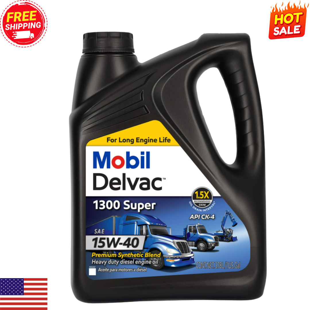 Mobil Delvac 1300 Super 15W-40 Heavy Duty Synthetic Blend Diesel Engine Oil 1Gal