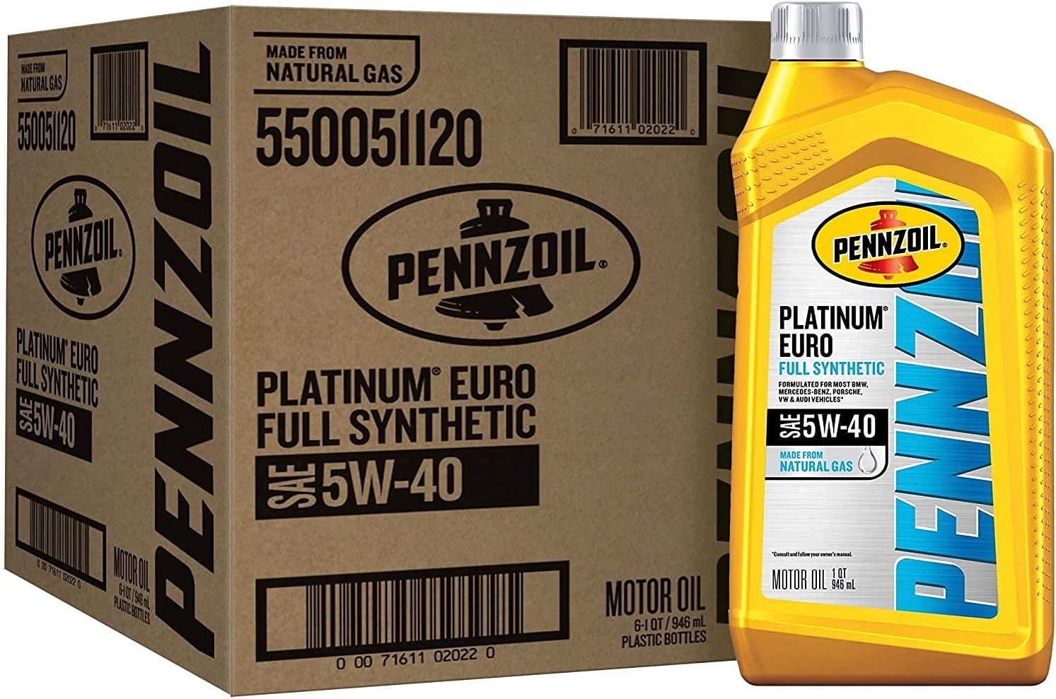 Pennzoil Platinum Euro Full Synthetic 5W-40 Motor Oil, Pack of 6