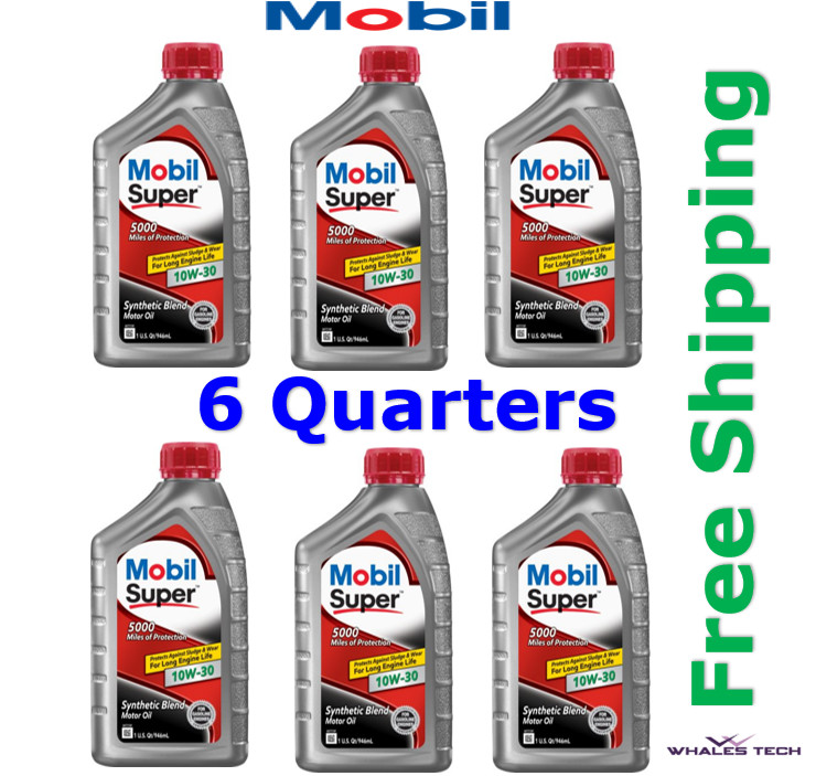 Mobil Super 10W-30 Synthetic Blend Motor Oil 6 Quart FREE SHIPPING