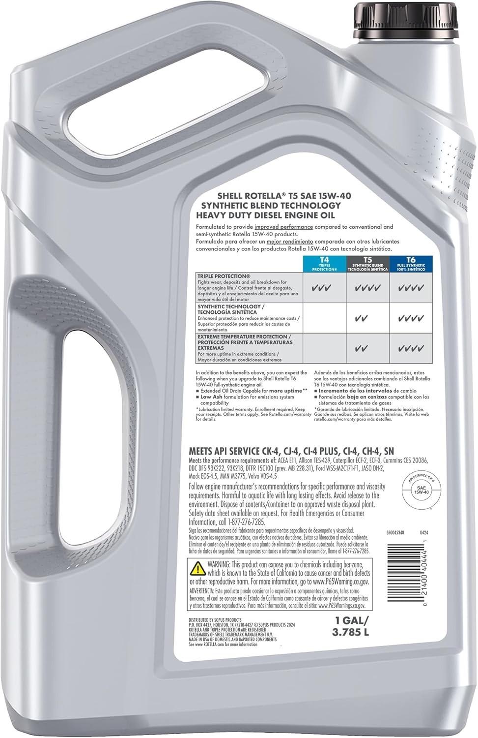 T5 Synthetic Blend 15W-40 Diesel Engine Oil, 1 Gallon 3 Pack