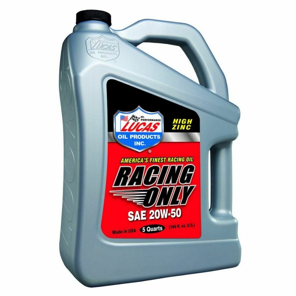 Lucas 10621 SAE 20W50 Racing Motor Oil ZDDP Zinc Enhanced – 5 Quart Bottle Jug