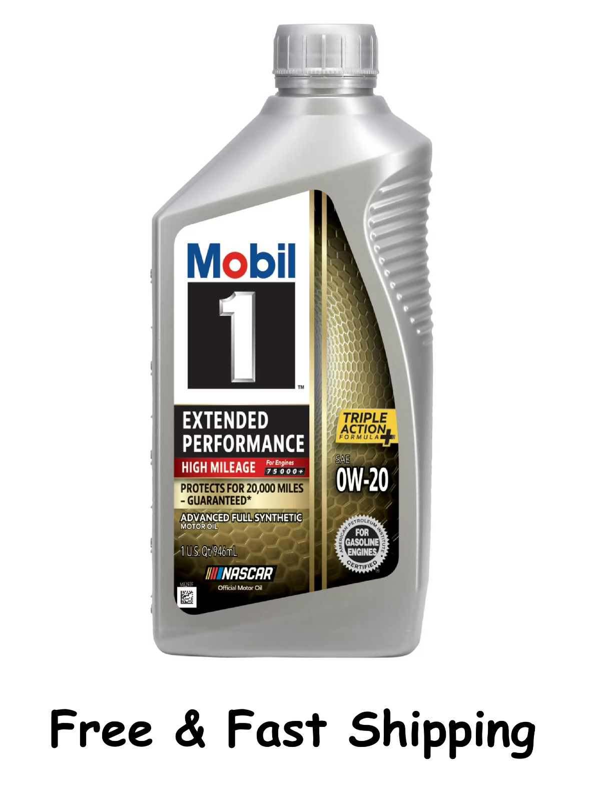 Mobil 1 Extended Performance High Mileage Full Synthetic Motor Oil 0W-20, 1 Quar